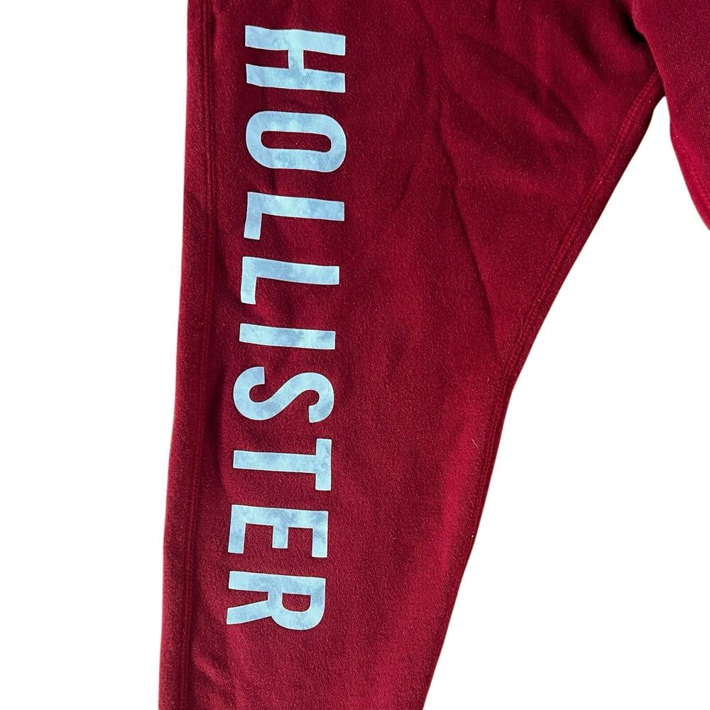 HOLLISTER Graphic Logo Deep Red Sweatpants Fleece Jogger | S - Picture 3 of 6